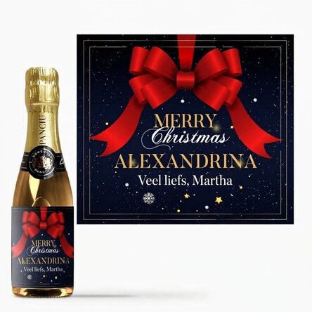 Mini-flesje mousserende wijn, gepersonaliseerd met tekst - Glamorous Christmas