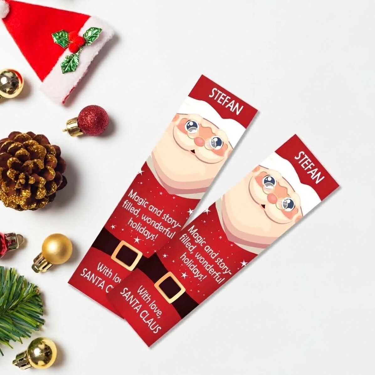 Gepersonaliseerde bladwijzer met tekst - Liefs, de Kerstman