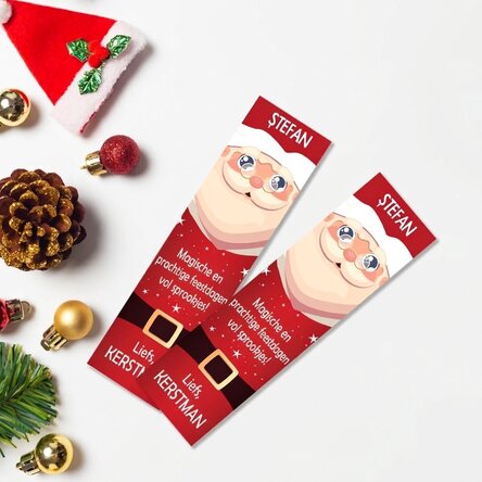 Gepersonaliseerde bladwijzer met tekst - Liefs, de Kerstman