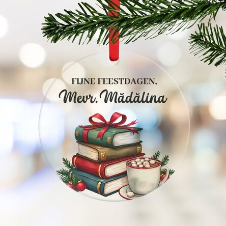 Ronde, gepersonaliseerde decoratie met een boodschap voor leraren
