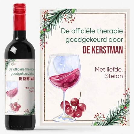 Wijn met persoonlijk bericht - Kerstherapie