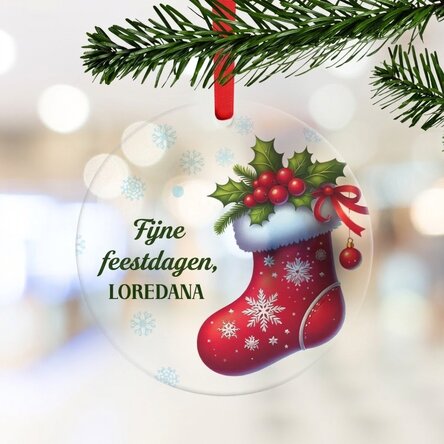 Rond ornament met gepersonaliseerde tekst - Fijne feestdagen