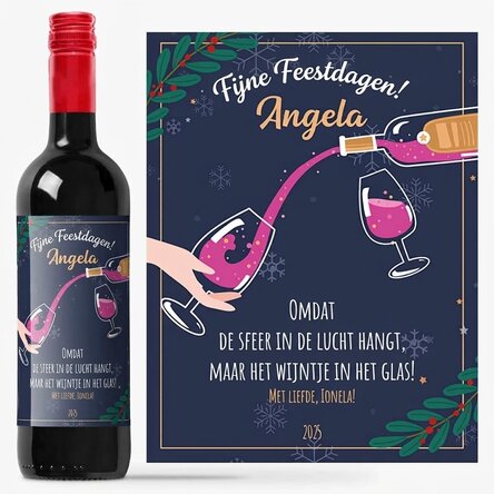 Wijn met persoonlijk bericht - Kerstsfeer