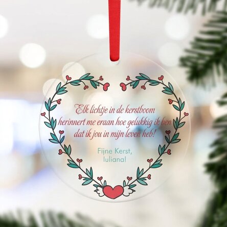 Ronde, gepersonaliseerde sieraden met tekst - Vrolijk Kerstfeest!