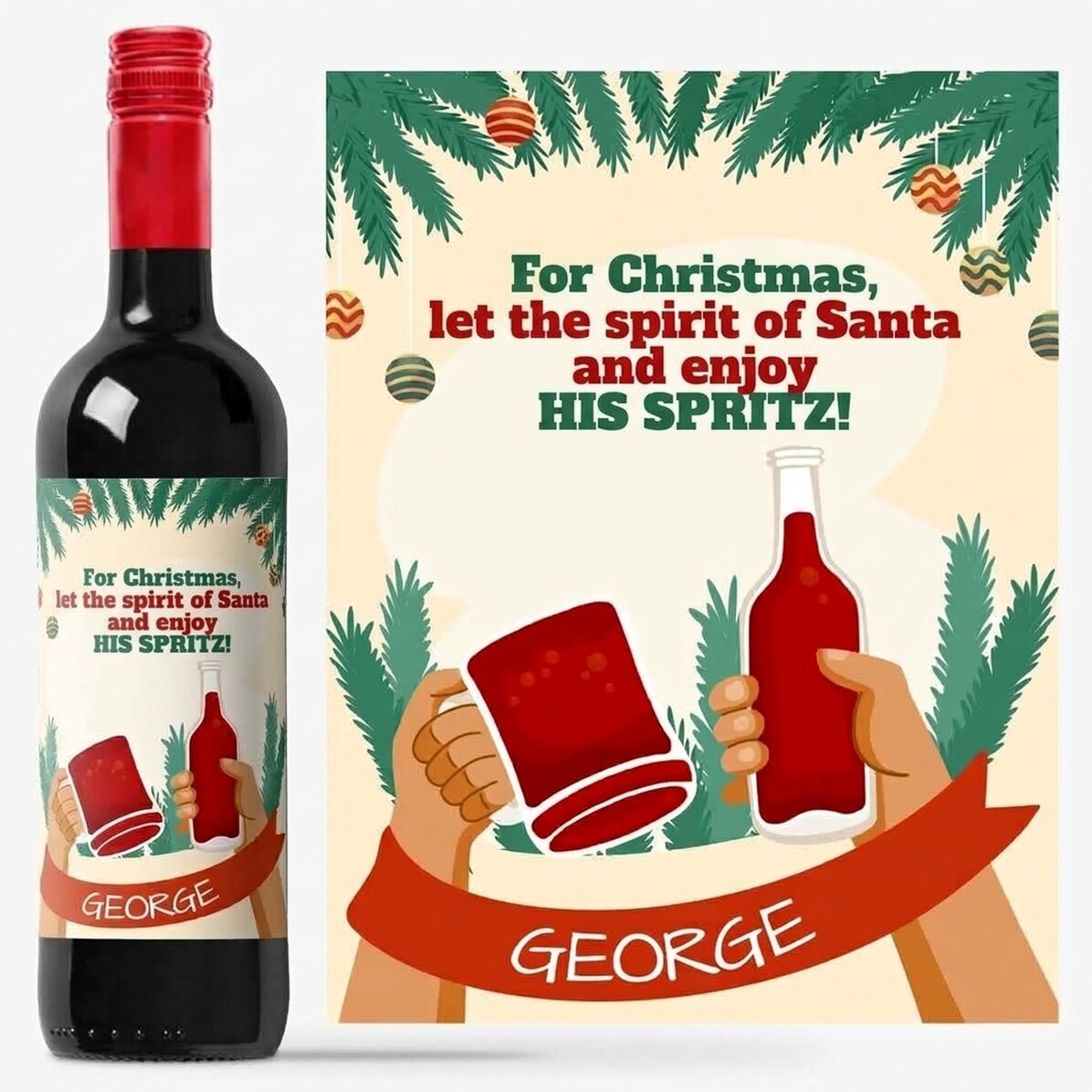Wijn met gepersonaliseerde boodschap - De geest van de Kerstman