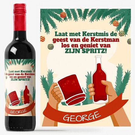 Wijn met gepersonaliseerde boodschap - De geest van de Kerstman