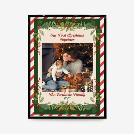 Personalised painting with a photo and text - First Christmas