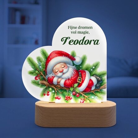 Gepersonaliseerde LED-nachtlampje in de vorm van een hart met boodschap voor kinderen - Kerstman