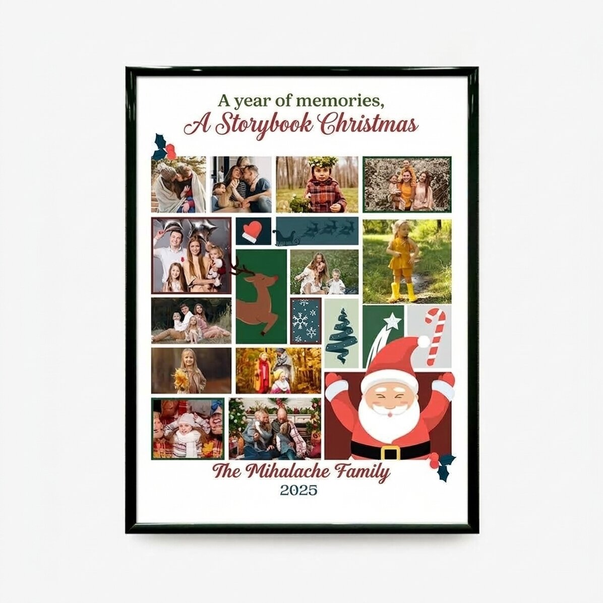 Gepersonaliseerd schilderij met 12 foto’s en tekst - Een sprookjesachtige kerst