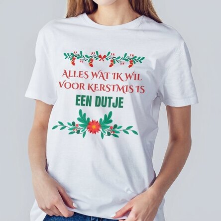 Katoenen T-shirt met gepersonaliseerde tekst - Kerstwens