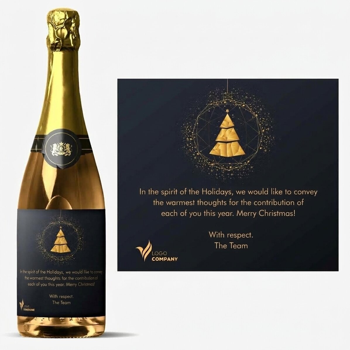 Mousserende wijn met eigen logo en boodschap - Gold