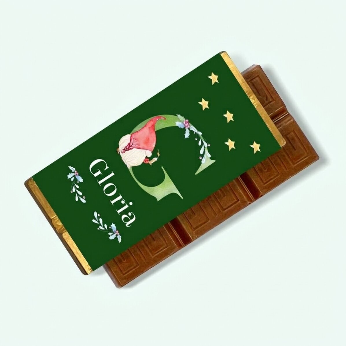 Gepersonaliseerde mini-chocoladereep met kerstinitialen