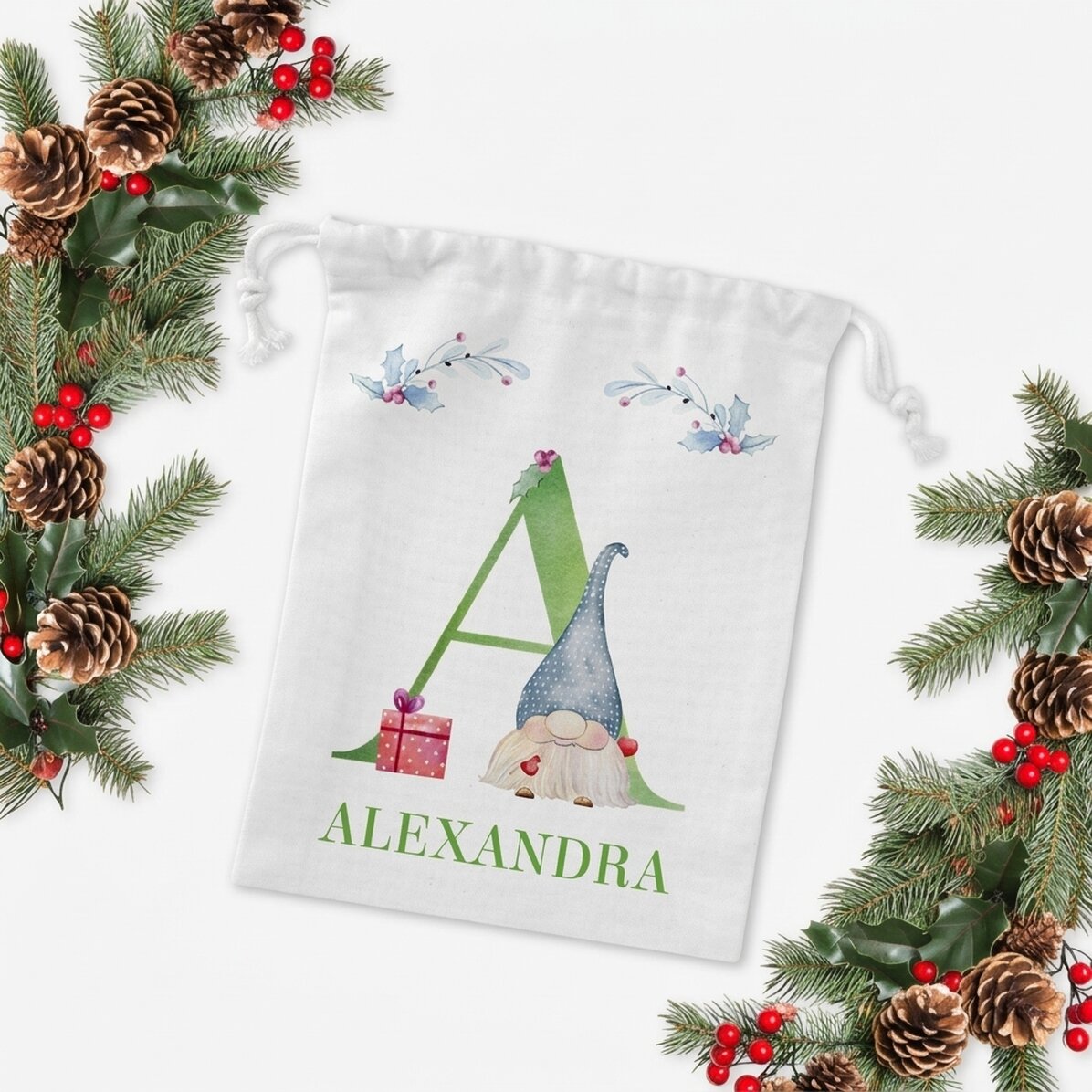 Kleine cadeauzakje, gepersonaliseerd met initiaal en naam