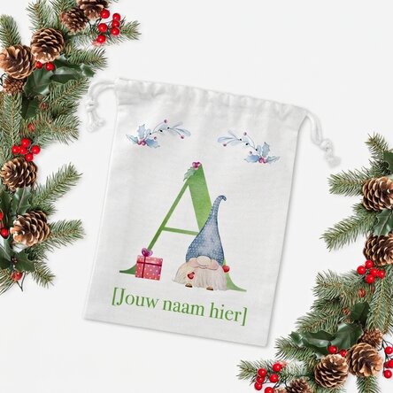 Kleine cadeauzakje, gepersonaliseerd met initiaal en naam