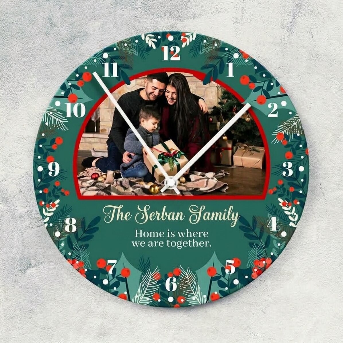 Gepersonaliseerd horloge met tekst en foto - Tijd voor het gezin
