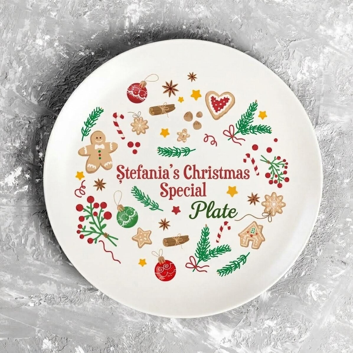 Gepersonaliseerd bord met tekst - Vrolijk Kerstfeest