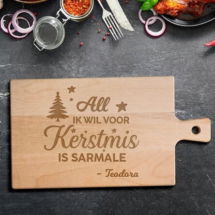 Op maat gemaakte premium snijplank met handvat - Vrolijk Kerstfeest