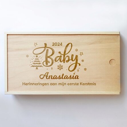 Gepersonaliseerde houten geschenkdoos - Herinneringen aan de eerste Kerstmis