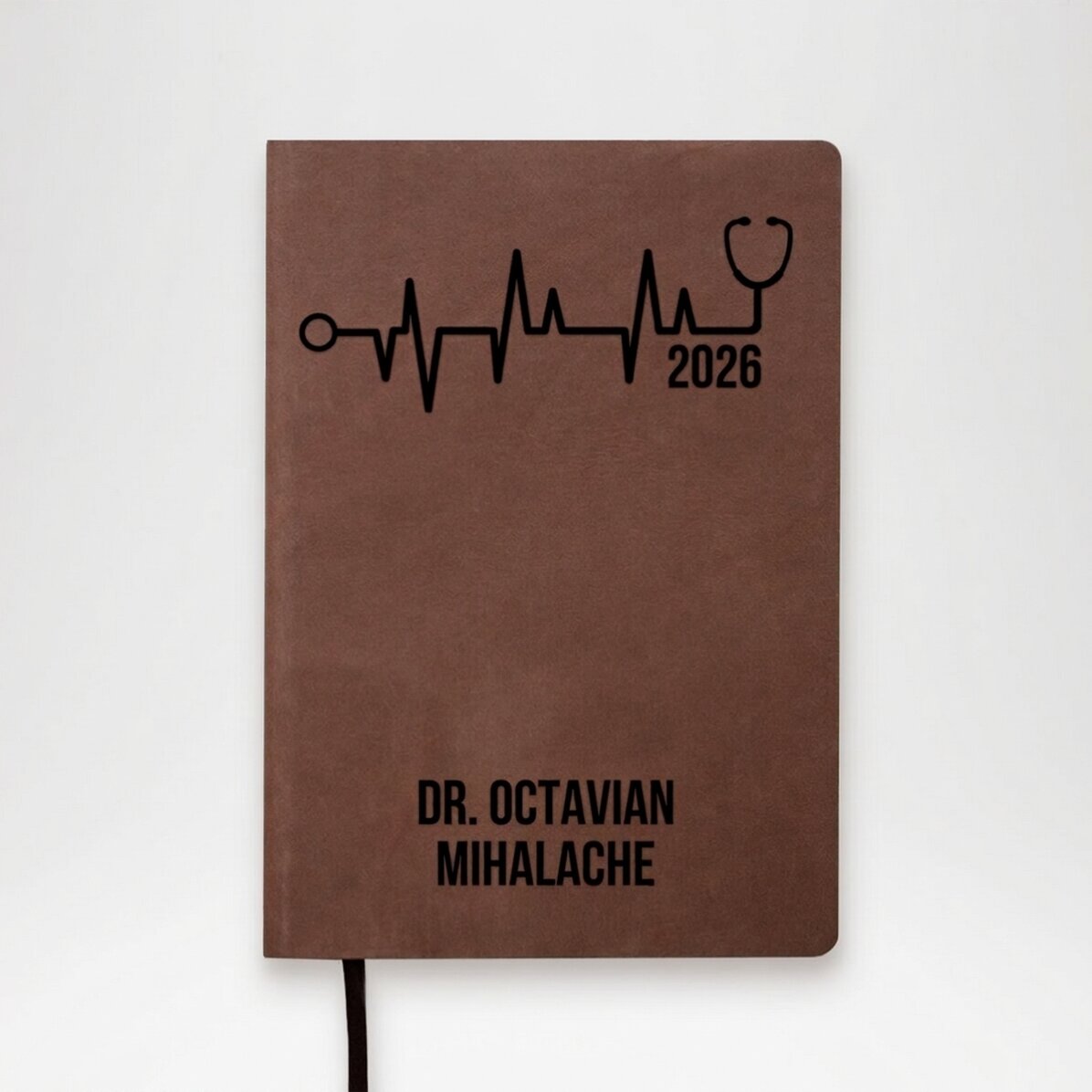 Gepersonaliseerde lederen agenda met tekst voor artsen