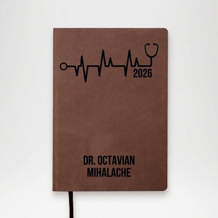 Gepersonaliseerde lederen agenda met tekst voor artsen