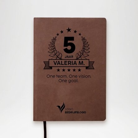 Gepersonaliseerde lederen agenda met logo en boodschap - Verjaardag