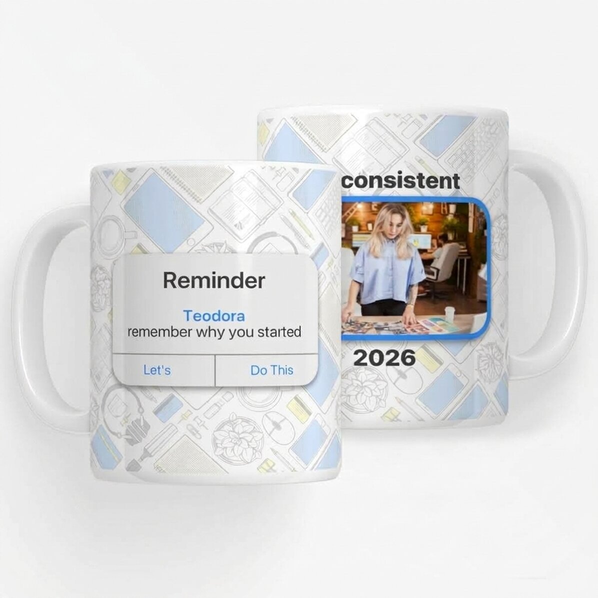 Gepersonaliseerde mok met foto en tekst - Reminder