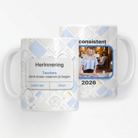 Gepersonaliseerde mok met foto en tekst - Reminder
