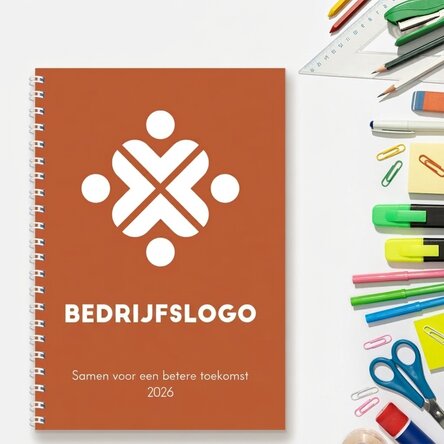Gepersonaliseerd notitieboekje met logo en slogan
