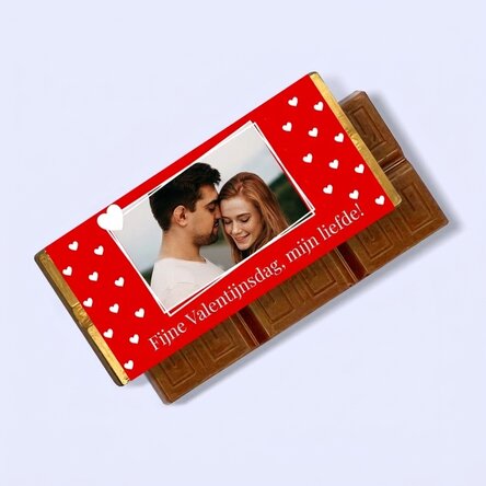 Mini-chocoladetabletje, gepersonaliseerd met een foto en een boodschap - Love