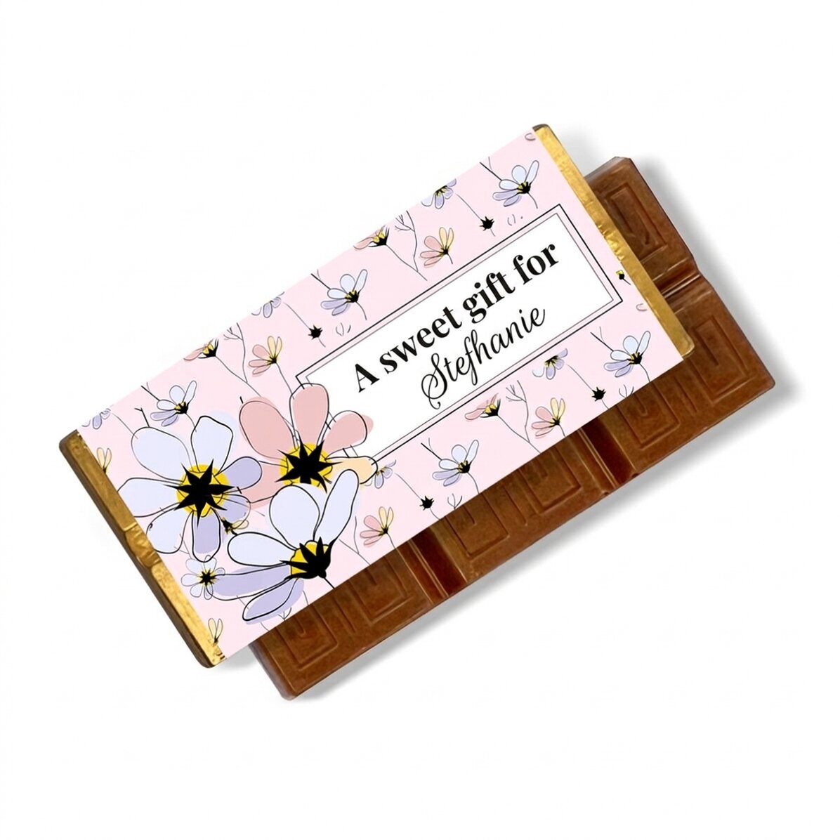 Gepersonaliseerde mini-chocoladereep met boodschap - Bloemmotief