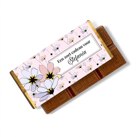 Gepersonaliseerde mini-chocoladereep met boodschap - Bloemmotief