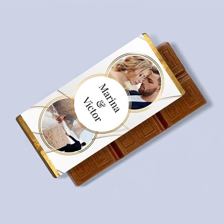 Gepersonaliseerde mini-chocoladereep met 2 foto's en tekst