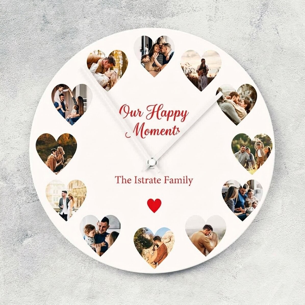 Gepersonaliseerd horloge met 12 foto’s en tekst - Onze momenten