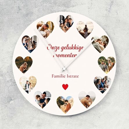 Gepersonaliseerd horloge met 12 foto’s en tekst - Onze momenten