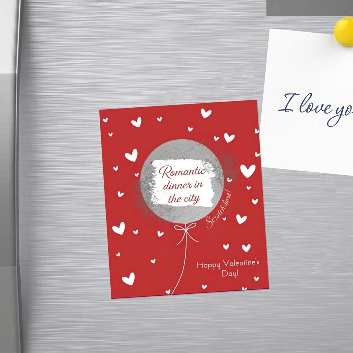 Afschraapbare magneet van 10 x 12 cm, gepersonaliseerd met tekst - Love