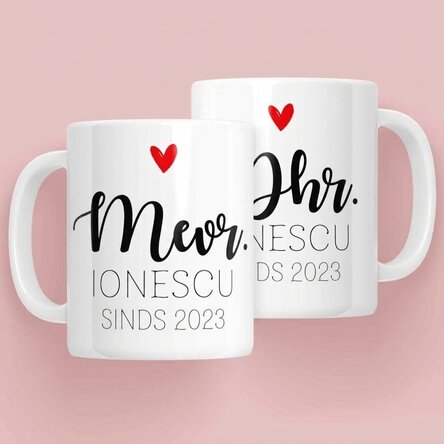 Mokken voor koppels met tekst - Mrs & Mr