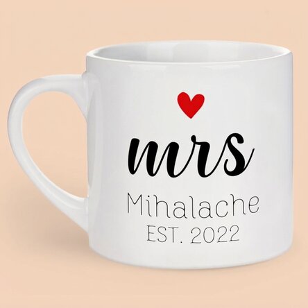 Gepersonaliseerde espressokop met tekst - Mrs & Mr