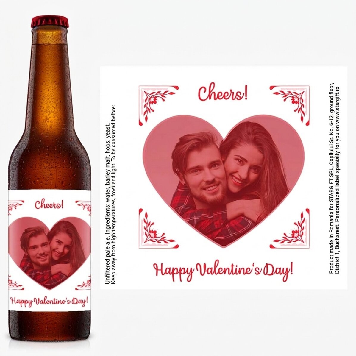 Bier met een foto en een persoonlijke boodschap - Fijne Valentijnsdag!