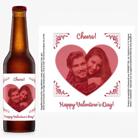 Bier met een foto en een persoonlijke boodschap - Fijne Valentijnsdag!