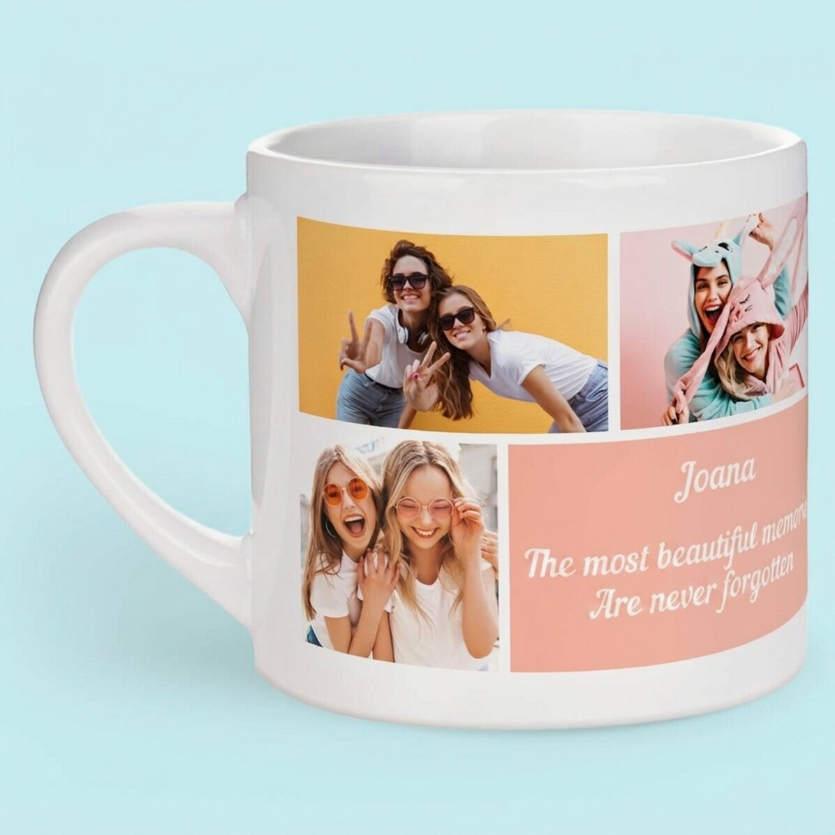 Gepersonaliseerd espressokopje met 5 foto’s en tekst – De mooiste herinneringen