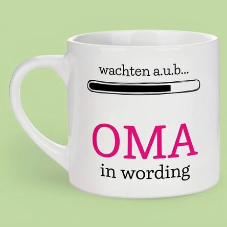 Gepersonaliseerde espressokop met tekst - Oma in wording