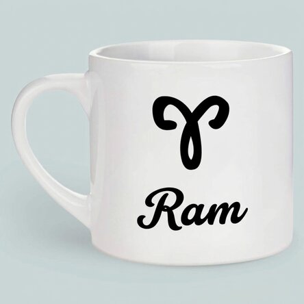 Gepersonaliseerde espressokop met foto en tekst - Sterrenbeeld Ram