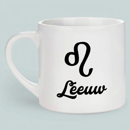 Gepersonaliseerde espressokop met foto en tekst - Sterrenbeeld Leeuw