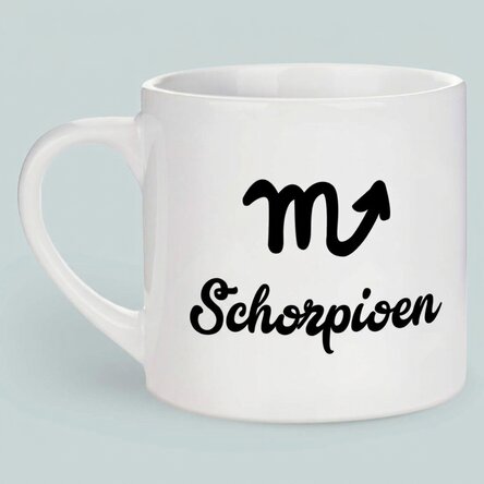 Gepersonaliseerde espressokop met foto en tekst - Sterrenbeeld Schorpioen