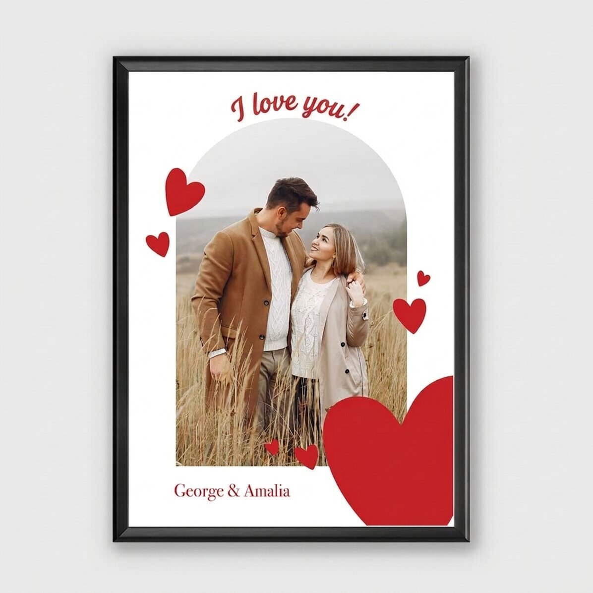 Gepersonaliseerd schilderij met een foto en een boodschap - Fijne Valentijnsdag!