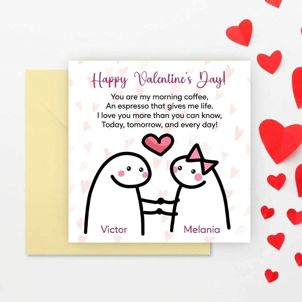 Gepersonaliseerde vierkante kaart met boodschap - Cute love