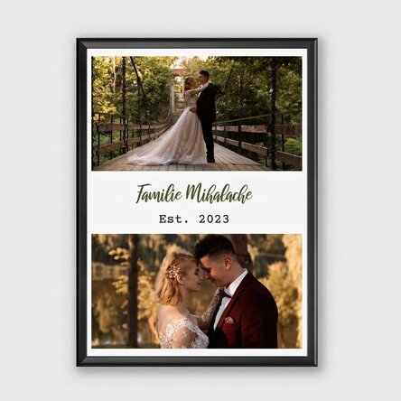 Gepersonaliseerd schilderij met 2 foto's en tekst