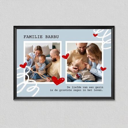 Gepersonaliseerd schilderij met 2 foto's en tekst - Family