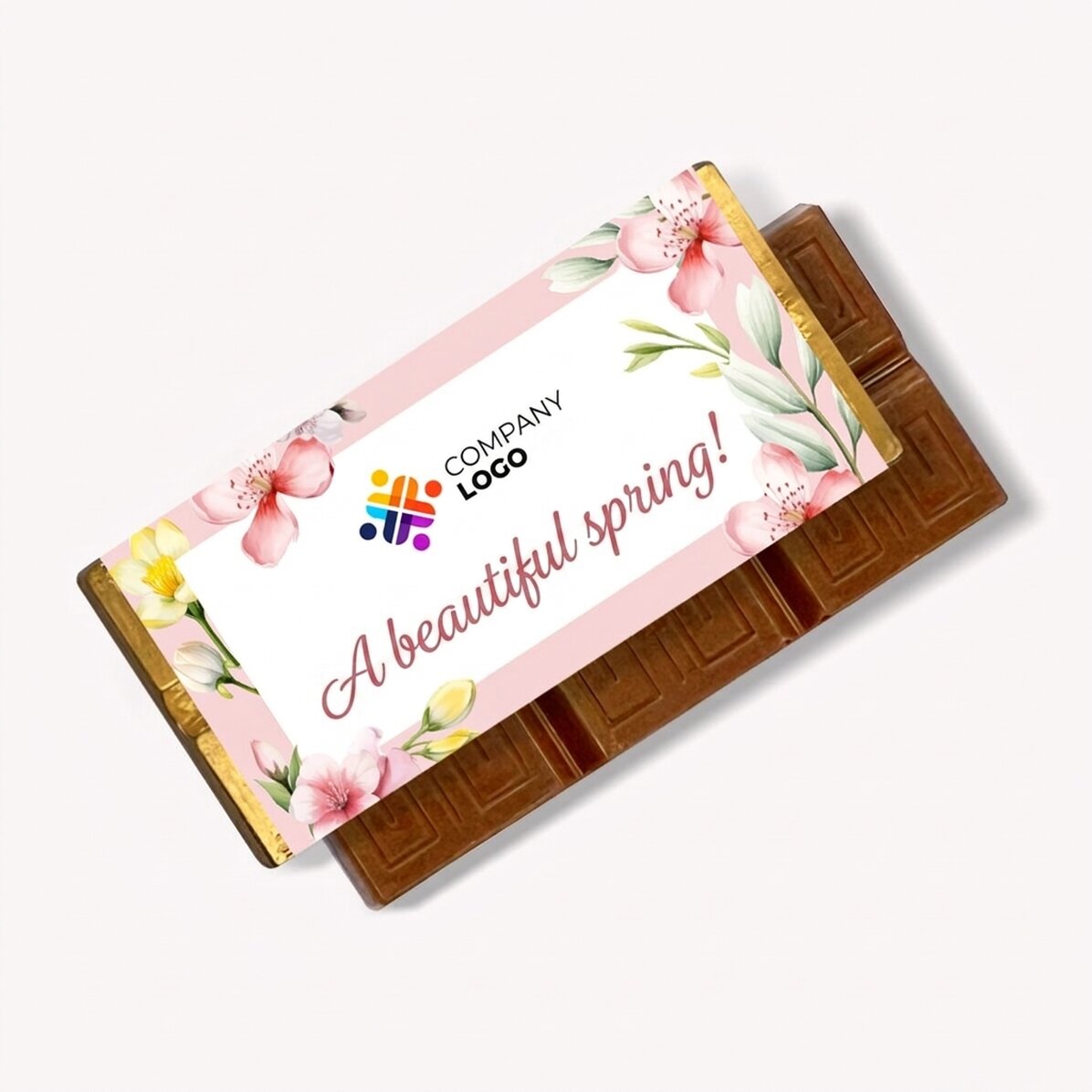 Gepersonaliseerde mini-chocoladetablet met boodschap en logo - Lente