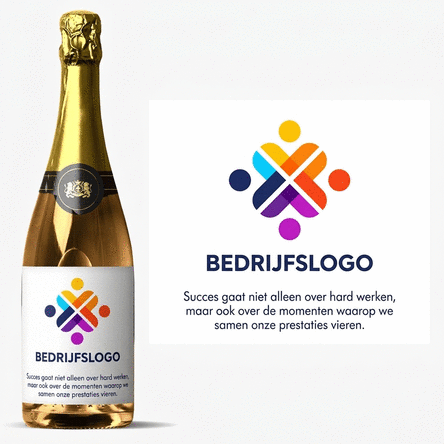 Mousserende wijn met eigen logo en tekst